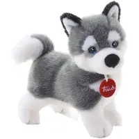 Trudi - Classic Knuffel Hond Husky Marcus 22 cm - Handgemaakt in Italie - Hoge kwaliteit pluche knuffel - Knuffeldier voor jongens en meisjes - Grijs Wit - 11x22x21 cm maat S