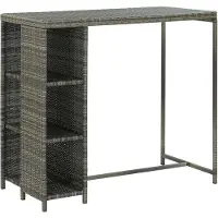 vidaXL Bartafel met opbergrek 120x60x110 cm poly rattan grijs