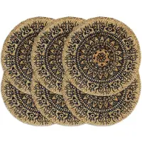 vidaXL Placemats 6 st rond 38 cm jute donkerblauw