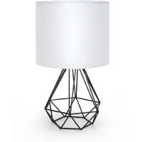 Aigostar - Bureaulamp, kleine nachtlamp, moderne bureaulamp met een hol ontwerp, bureauverlichting met een witte stoffen kap en een metalen voet, fitting E14, ecologisch, modern en vintage design