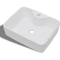 vidaXL Wastafel met kraangat wit vierkant keramiek
