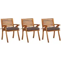 vidaXL Tuinstoelen met kussens, 3 stuks. Massief acaciahout