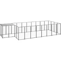 vidaXL Hondenkennel 10,89 m² staal zwart