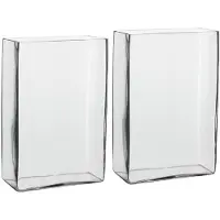 Mica Decorations 2x Hoge glazen vaas transparant glas rechthoekig 20 x 10 x 30 cm - Vazen