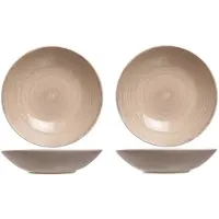 Cosy & Trendy 4x stuks ronde diepe borden/soepborden Turbolino biege/bruin 21 cm - Diepe borden