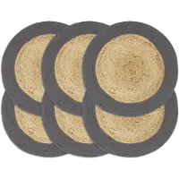 vidaXL Placemats 6 st 38 cm jute en katoen natuurlijk en antraciet