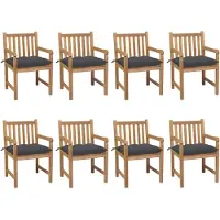 vidaXL Tuinstoelen 8 st met antracietkleurige kussens massief teakhout