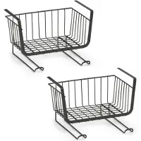 Zeller 2x Zwarte opberg/opruim hangmanden met haken 31 cm - Opbergmanden