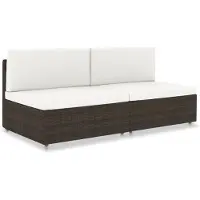vidaXL Tweezitsbank sectioneel poly rattan bruin