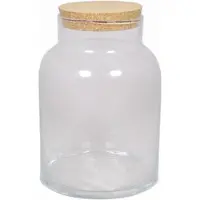 Floran terrarium vaas - glas - 8 liter - met kurk deksel - 18 x 27 cm - Voorraadpot