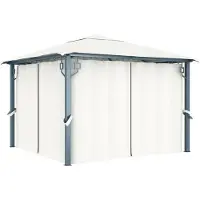 vidaXL Tonnelle avec rideau 300x300 cm Crème Aluminium