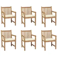 vidaXL Tuinstoelen 6 st met crèmekleurige kussens massief teakhout