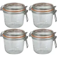 Le Parfait 4x Luchtdichte weckpotten transparant glas 500 ml - Weckpotten