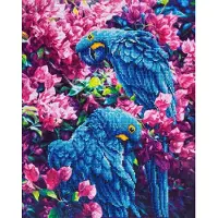 Diamond Dotz Blauwe Papegaaien - Diamond Painting - 8.982 Dotz - 52x42 cm