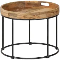 vidaXL Salontafel 50x40 cm massief mangohout en staal