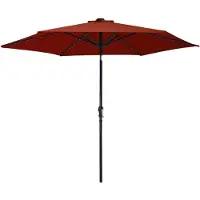 vidaXL Parasol met LED-verlichting en stalen paal 300 cm terracotta