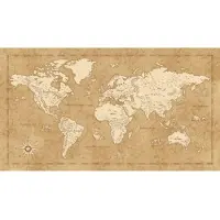 Komar Vliesbehang Digitale print vlies - Vintage World Map - Afmeting 500 x 280 cm