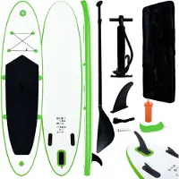 vidaXL Opblaasbaar stand-up paddleboard set, groen en wit