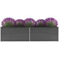 vidaXL Plantenbak verhoogd 320x80x77 cm gegalvaniseerd staal grijs