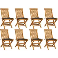 vidaXL Tuinstoelen 8 st met taupe kussens massief teakhout