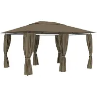 vidaXL Tuinpaviljoen met gordijnen 180 g/m² 4x3 m taupe