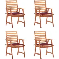 vidaXL Tuinstoelen, set van 4, met kussens, gemaakt van massief acaciahout