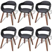 vidaXL Eetkamerstoelen 6 st gebogen hout en kunstleer zwart