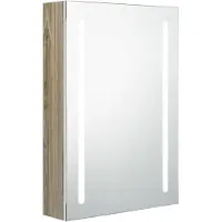 vidaXL Badkamerkast met spiegel en LED 50x13x70 cm wit en eikenkleurig