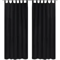 vidaXL Micro-Satijnen Gordijnen met Ringen 140 x 175 cm 2 stuks (Zwart)