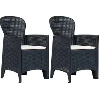 vidaXL Tuinstoelen 2 st met kussen rattan-look kunststof antraciet