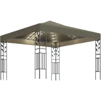vidaXL Prieel met LED-lichtslinger 3x3 m taupe