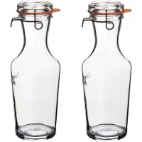 Bormioli Rocco 2x Glazen Water Karaffen Lock Eat 1 L - Karaffen