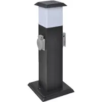 vidaXL Buitenstopcontact op zuil met lamp (zwart)
