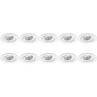 BES LED Spot Armatuur 10 Pack - Pragmi Delton Pro - GU10 Inbouwspot - Rond - Wit - Aluminium - Kantelbaar - Ø82mm