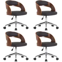 vidaXL Eetkamerstoelen 4 st draaibaar gebogen hout en kunstleer zwart