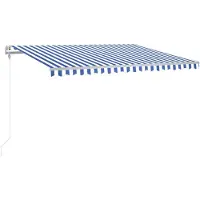 vidaXL Luifel automatisch met LED en windsensor 400x350 cm blauw wit