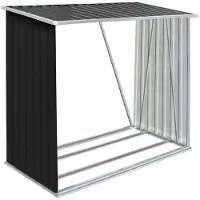 vidaXL Haardhoutschuur 163x83x154 cm gegalvaniseerd staal antraciet