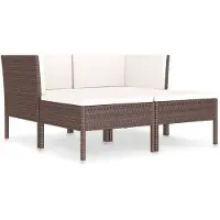 vidaXL 4-delige Loungeset met kussens poly rattan bruin