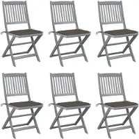 vidaXL Inklapbare stoelen 6 st met kussens massief acaciahout