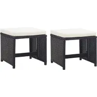 vidaXL Tuinkrukken 2 st met kussens poly rattan zwart