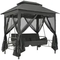 vidaXL Schommelbank voor buiten met dak 220x160x240 cm staal antraciet