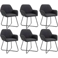 vidaXL Eetkamerstoelen 6 st stof zwart