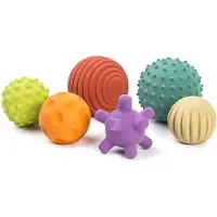 Miniland ML Preschool Eco: RUBBER BALLEN diam.7cm, zintuiglijke ballen van natuurlijk rubber, 6 stuks, doos 15x22x9cm, 0+