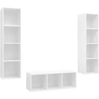 vidaXL 3-delige Tv-meubelset bewerkt hout wit