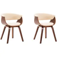 vidaXL Eetkamerstoelen 2 st gebogen hout en kunstleer crèmekleurig