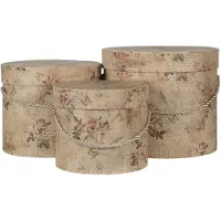 Clayre & Eef Hoedendoos Set van 3 Ø 23*20 / Ø 20*17 / Ø 17*14 cm Beige