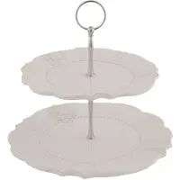Clayre & Eef etagère ø 25x23 cm - wit - keramiek