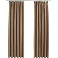 vidaXL Gordijnen verduisterend met haken 2 st 140x175 cm taupe