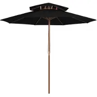 vidaXL Parasol dubbeldekker met houten paal 270 cm zwart