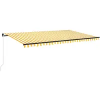 vidaXL Luifel handmatig uittrekbaar 500x350 cm geel en wit